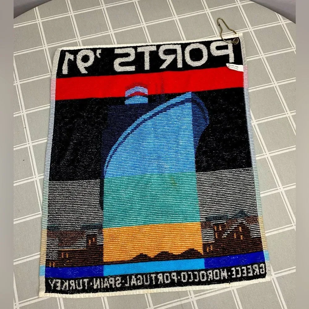 Vtg Ports 91 Golf Towel Greece Morocco Portugal Spain Turkey 15-1/2” x 19” Rare